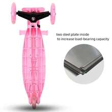 Patineta plegable y rueda LED - patineta plegable de 3 ruedas con Luz LED | patineta plegable de 3 ruedas con Luz LED para principiantes - adecuada para viajes, juegos al aire libre, viajes, camping - Verde - Ver 4