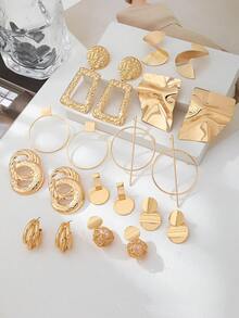 10pcs/Set Women's Gold Geometric Earring Set, Random Assortment - Gold - View 7