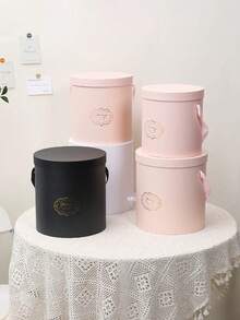 1pc Valentine's Day Flower Gift Box, Portable Round Flower Tube, Hug Bucket, Mini Flower Bucket, Gift Box - Multicolor - View 7
