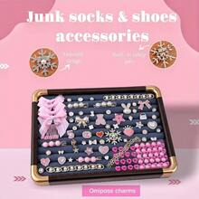 Junk Socks Charms Kit, 133PCS Shoe Charms Sneakers, Sock Jewelry Charms Brooches And Pins Women To Decorate Junk Socks, Hats - Pink - View 2