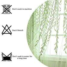 2 Pieces Of Willow Leaf Sheer Curtains, Vine Pattern Curtain Panels That Let Light Through, Suitable For Living Room, Bedroom, And Balcony - 綠色 - 查看 4
