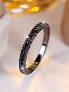 Tsnamer An Elegant Cubic Zirconia Black Ring, A Stylish Women's Ring Set, A Valentine's Day Gift For Her, Wedding Jewelry, A Promise Ring.