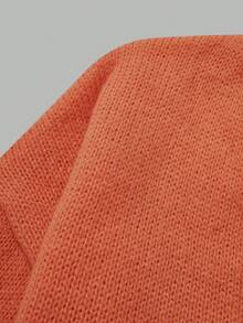 Áo len chui đầu dáng rộng cổ chữ V màu trơn tối giản, phong cách Giáng sinh/Năm mới/Thu đông, Giáng sinh/Năm mới - trái cam - Xem 11