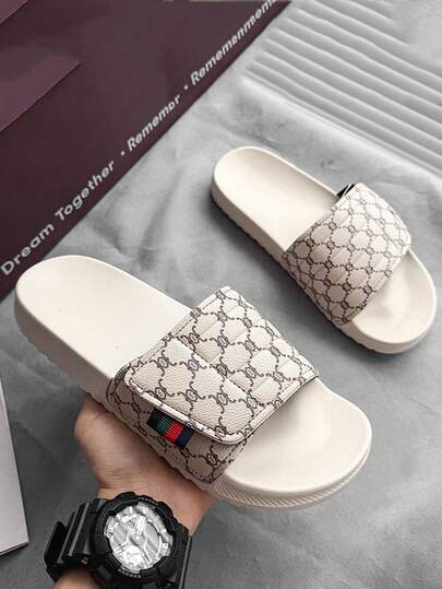 Men's Casual Thick-Sole Slippers - Fashion Flip Flops For Home & Outdoor, Non-Slip Sports Beach Sandals, White, Size 39-47