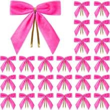 10pcs/Set Valentine's Day Bow Decor Hanging Ornaments, Holiday Atmosphere Decorations, Flocked Bowknot Home Hanging Accessories