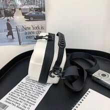 1pc Camera Graphic Black & White PU Material Zipper Closure Korean Style Personalized Men's Shoulder Messenger Bag, Large Capacity Hard Shell Small Square Multifunctional Handbag Festival Valentine'S Day