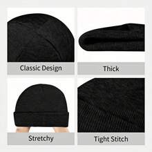 1pc Benelli Knitted Beanie Hat - Soft Warm Winter Cap With Red & Green, Unisex Unisex Design, All-Season Comfort Men & Women,, Halloween, New Year, Outdoor & Casual Wear, Beanie Hat, Cold Weather Gear - màu đen - Xem 4