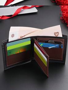 Personalized Men's Short Wallet, Multi-Card Holder Wallet, PU ID Card Case, High-End Ticket Holder, Unisex Card Holder, Coin Purse, Casual Business Leather Wallet, Christmas Gift - Multicolor - View 8