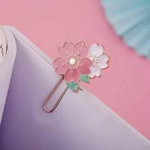 1Pc/2/3Pcs Creative Metal Bookmarks, Exquisite Cherry Blossom Book Clips, Multicolor Flower Bookmarks, Aesthetic Cute Sakura Page Markers, Learning Stationery, Reading Aid For Book Lovers, Students, Women Girls, Teacher Appreciation Gift - Multicolor - View 6
