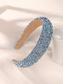 1pc Girls/Women's Fashionable Baroque Glitter Wide-Brim Headband, Shiny Christmas Hair Hoop - Multicolor - View 6