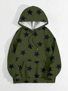 DEAR MOLLY Y2K 复古哥特风女式卫衣，时尚星形印花宽松套头卫衣，适合秋冬季休闲街头穿着。 - 綠色 - 查看 4