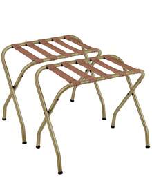 SONGMICS Juego de 2, Estante de Equipaje con Marco de Acero, Soporte para Maletas para la Habitación de Invitados, Plegable, para Dormitorio, Sala de Estar, Dorado - Dorado - Ver 9