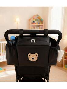 1pc Multi-Functional Baby Stroller Organizer Bag, Can Hold Water Bottle, Milk Bottle, Diapers, Wipes, Phone Accessories, Cute Bear Design, Perfect All-Season Gift For Halloween And Christmas - Multicolor - View 2