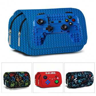 Pencil Case For Boys And Girls, Double-Sided Pattern Pencil Case, Large Storage Wallet Card Case,Compartment Pencil Case For School Students