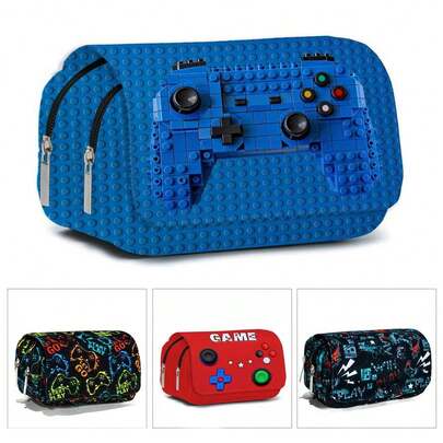 Estuche para lápices para niños y niñas, estuche para lápices con patrón de doble cara, cartera de almacenamiento grande, estuche para lápices con compartimentos para estudiantes escolares