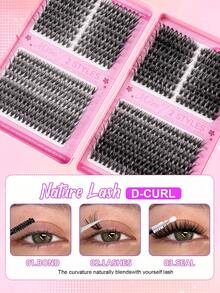 MEM 608/640片睫毛嫁接套装,DIY睫毛嫁接套装,单根睫毛簇套装,D型卷翘睫毛嫁接套装,包含胶水、封层剂和睫毛嫁接工具,适合日常使用、旅行、新手入门、婚礼、约会、派对、节日等场合,也是圣诞节/万圣节/送礼佳品。 - 黑色 - 查看 10