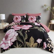 3Pcs  Yellow Floral Lightweight Comforter Set,Bed In A Bag Botanical Floral Comforter Soft Microfiber Brown Bedding Set With 2 Pillowcases,Suitable For Wedding Items,Valentines Day Home Bed Room Decor,Mothers Day Gift,All Season - Màu vàng - Xem 8