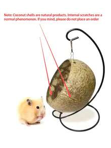Hamster Coconut Bed Natural Coconut Hamster Hideout Hammock Suspension Coconut Husk Hamster Bed House With Warm Pad Small Animal(Note: Coconut Shells Are Natural Products, And Scratches Inside Are Normal. ) - Multicolor - View 5