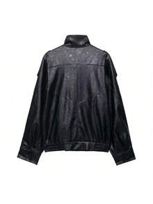 Camellia New Autumn/Winter Women's Fashion European & American Style Minimalist Versatile Litchi Texture Leather Jacket, High-End Outerwear