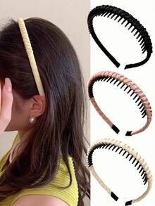 1/2 chiếc băng đô vải xếp ly trơn, thiết kế đơn giản và thời trang, kiểu dáng cao, chống trượt, thích hợp cho phụ nữ sử dụng hàng ngày, quà tặng. - Nhiều màu - Xem 1