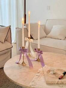 Cirelle 3pcs Brass Gold/Black Metal Tapered Candle Holders, Vintage Modern Decorative Centerpiece Candlestick For Fireplace, Wedding, Party, Housewarming Gift Gifts Birthday Graduation,Cozy Home, Rama Table Decor, Mother's Day Gift, Party Use, Family Dining, High-End Restaurants Supplies, Wedding Decor - Multicolor - View 4