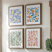 JXREQ Italian Lemon Peach Fruit Wall Art Decor For Home Kitchen Living Room Dining Room Bathroom, Peach Bathroom Decor For Wall, 8x10 Inch Unframed - ColorB - 查看 3