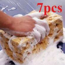 7块洗车海绵块，汽车和摩托车清洁用品，大号蜂窝海绵刷，洗车工具