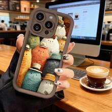 Funda de teléfono con diseño de gatos lindos con sombreros para  15 Pro Max,  14 Pro,  13,  Galaxy S23, S22, S21, protector de teléfono, funda de pareja, regalo para novio, novia, regalo de vacaciones - Café integral - Ver 7