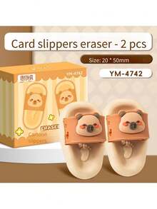 1 Pair Of Cartoon Slippers Erasers, Multiple Styles, Creative Erasers. Low Debris, Wipe Clean, Mini Portable Erasers, Designed With Cute Animals, Suitable For School And Office Supplies, School Stationery | Fun Design | Erasers, Cute Erasers, Girl Slipper, School Eraser, Capibara Eraser, Eraser, Rubber Eraser, Food Eraser, Fun Eraser, School Supply, Eraser For School