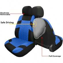 Car Seat Covers Front Pair,Universal Cloth Front Seat Covers For Car,Breathable And Washable Seat Covers For SUV, Sedan, Van, Automotive Interior Covers, Airbag Compatible - Màu xanh lam - Xem 6