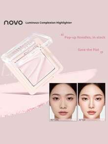 NOVO 哑光高光粉饼，提亮肤色，修饰泪沟，打造自然妆效，轻盈不卡粉，持久不脱妆，修容效果出色，适合日常使用，新手友好，性价比高，学生适用，户外旅行必备，秋冬季妆容之选。 - 03#清透白(細閃) - 查看 2
