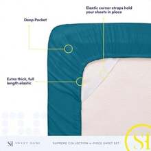 Sweet Home Collection Juego de Ropa de Cama de Microfibra cepillada de Calidad egipcia Suave de 1800 Hilos, 2 Fundas de Almohada, Extra King,(EXTRA DEEP pocket - Twin Verde azulado) - Multicolor - Ver 5