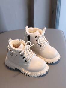 1 Pair Infant Winter Low-Top Boots, Minimalist & Fashionable Children Boots - Beige - View 5