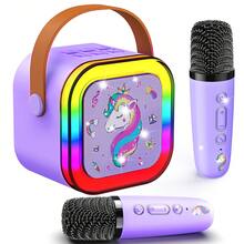 Máquina de karaoke para niños con 2 micrófonos, altavoz Bluetooth inalámbrico, regalos de unicornio para niñas, para niñas de 6 a 12 años, regalos de cumpleaños, micrófono para juguetes de niños.