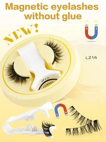 1 par de cílios postiços magnéticos reutilizáveis + 1 modelador de cílios, cílios postiços 3D de vison sintético com efeito gatinho, sem cola, para uso diário e profissional. - Cílios de gato - Ver 6