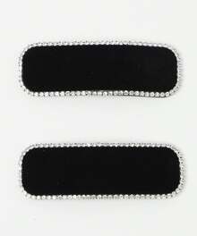 Elegant Black Velvet Hair Clip with Rhinestones - Y2K Glam Sparkly Hair Accessory, Chic Minimalist Hairpin for Women - ブラック - チェックする 2