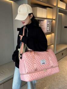 Pink Expanded Luggage Storage Bag, Lightweight Foldable, Expanded, Carry On Travel Weekender & Overnight Bag, Weekend Bag Hospital Bag Travel Bag Carry On Bag Luggage Bag Quilted Bag Quilt Bag Puffer Bag Quilted Shoulder Bag Hand Bag Crossbody Bag Traveling Bag Back To School School Bag Travel Essentials Travel Organizer For Beach Summer Vacation For Suitcase Gym Bag Duffle Bag Duffel Bag For Luggage College Bag Luggage Bags Weekender Bag Winter - 粉色 - 查看 4