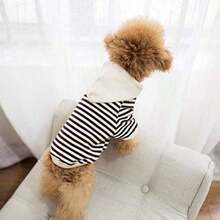 Pet Clothes Dog Black and White Striped Cotton Hoodie Sweater Two-egged Clothes Cotton Jacket Sweatshirt Coat for Puppy, Medium Dog, Cat(XS) - Multicolor - Ver 7