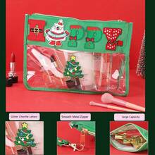 2pcs/Set Theme Happy/Love Chenille Letter Bag Flat Pouch, Multi-Purpose PVC Cosmetic Bags, Travel Makeup Bag With Zipper Women, Pouches Travel, Gym, Beach, Halloween & Travel Storage Bag,Makeup Bag,Cosmetic Bag,Vacation Organizer,Large Capacity Makeup Organizer Makeup, Lipstick, Brush, Skincare, Mobile Phone, Coin, Small Items, Home,,Vacation And Festival Halloween Multifunctional Use,Boho Vibes - Green Love - View 8