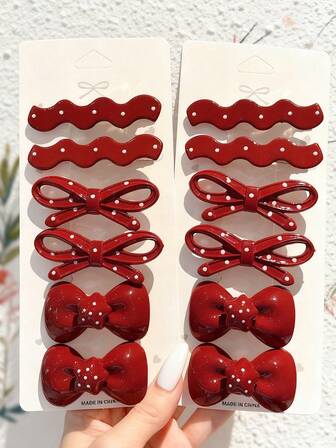 2pcs No-Trace Hair Clips For Women, Side Bangs, Red Polka Dot Small Clips, Hair Accessories, Forehead Straight Hairpins, Claw Clips, Hair Slide, Hair Barrettes