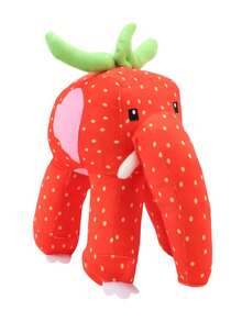 25厘米/9.84英寸 偷走大脑草莓象毛绒玩具 可爱草莓象毛绒动物装饰创意礼物 儿童生日派对家居女孩房间装饰游戏收藏品 - 紅色 - 查看 5