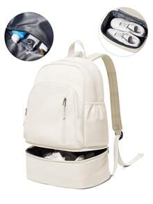 17.7*13.4*7.5英寸大容量书包，多口袋设计，适合高中生和大学生；可装14-15.6英寸笔记本电脑，男女通用；带鞋仓；配有可调节肩带，符合航空登机标准；旅行必备背包，适合户外工作、通勤、上学等场合；34*19*45