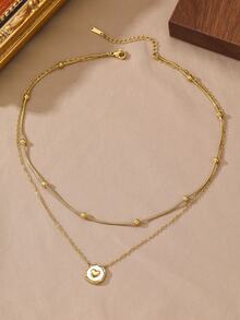 1pc Fashionable Luxury Stainless Steel Heart, Moon, Butterfly & Geometric Pendant Necklace, Versatile Daily Accessory Gift For Women