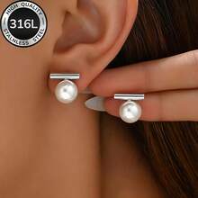 High-Quality Stainless Steel Hypoallergenic Golden Stud Earrings, Fade-Resistant, Simple And Elegant, Suitable For Daily Wear Or Party Fashion Women's Earrings, Jewelry Accessories, An Exquisite Gift For Women. - 金色的 - 查看 3
