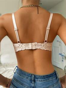 Beige Sexy Lace Bra For Women, Comfortable Supportive Breathable Thin Cup Everyday Wear - Beige - View 3
