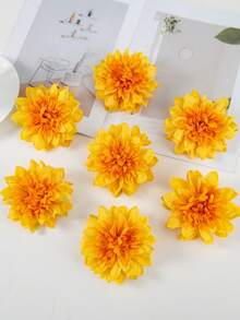 5/1000个仿真非洲菊花头，适用于DIY花束、花环、糖果盒装饰、胸花、头饰、生日蛋糕装饰、家居装饰、新娘捧花、婚礼装饰、房间装饰、厨房装饰、餐厅装饰、卧室装饰、新年装饰、户外花园等。 - 黃色 - 查看 7