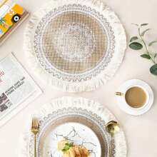 6pcs/8pcs/10pcs Handmade Woven Placemats Set - Bohemian Style Cotton Round Tasseled Table Mats, Suitable For Restaurants, Kitchens, Dining Tables, Heat Resistant, Protect Tables From Stains And Scratches, Extend Table Life, Can Also Be Used As Wall Decor, Shelf Liners, Or Drawer Pads, Great Gift For Valentine's Day, Christmas, Halloween - Multicolor - View 10