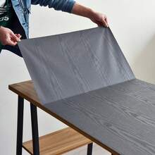 1 Rolle Holzmaserung Tapete, selbstklebende abnehmbare Vinyl Folie, wasserfest und ölbeständig Kontaktpapier für Küche, Bad, Schreibtisch, Geräte, Möbel, verstärkt hitzebeständig, abziehbare Wandaufkleber, Heimdekoration - Vinyl, abnehmbar, Muster & Streifen, passgenau, selbstklebend - Schwarz - Übersicht 6