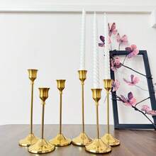 30/9/3pcs Brass Gold/Black Metal Tapered Candle Holders, Vintage Modern Decorative Centerpiece Candlestick For Fireplace, Wedding, Party, Housewarming Gift Gifts Birthday Graduation - 金色 - 查看 6
