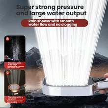 1pc Square Handheld Shower Head With High Pressure, 4 Spray Settings, Large Water Flow For Bathroom Bathing, Shower Heads - Silver - View 8